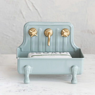 BLUE METAL SINK SOAP DISH