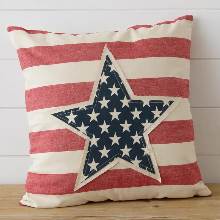 STAR PATCH AND STRIPES PILLOW
