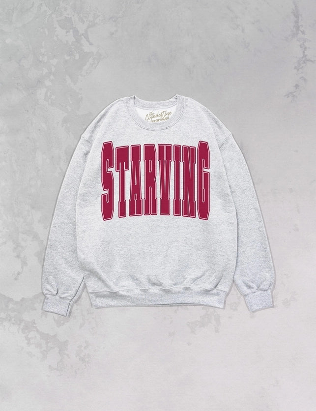 STARVING VARSITY LETTER OVERSIZED CREWNECK