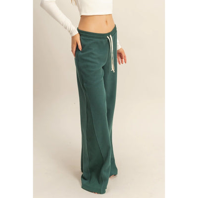 GREEN WAFFLED KNIT PANTS