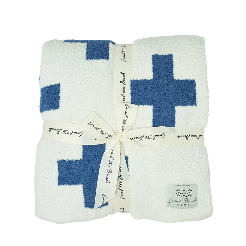SWISS CROSS LUXE BLANKET - BLUE