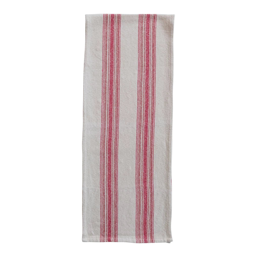 RED WOVEN COTTON TABLE RUNNER
