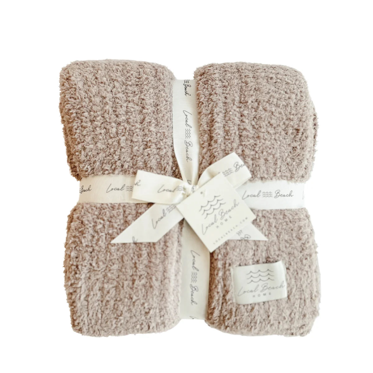 SOLID TAUPE RIBBED LUXE BLANKET