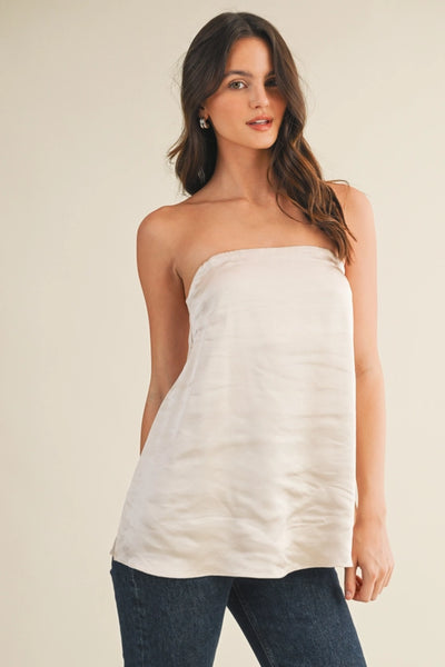 SATIN BANDEAU STRAPLESS TOP