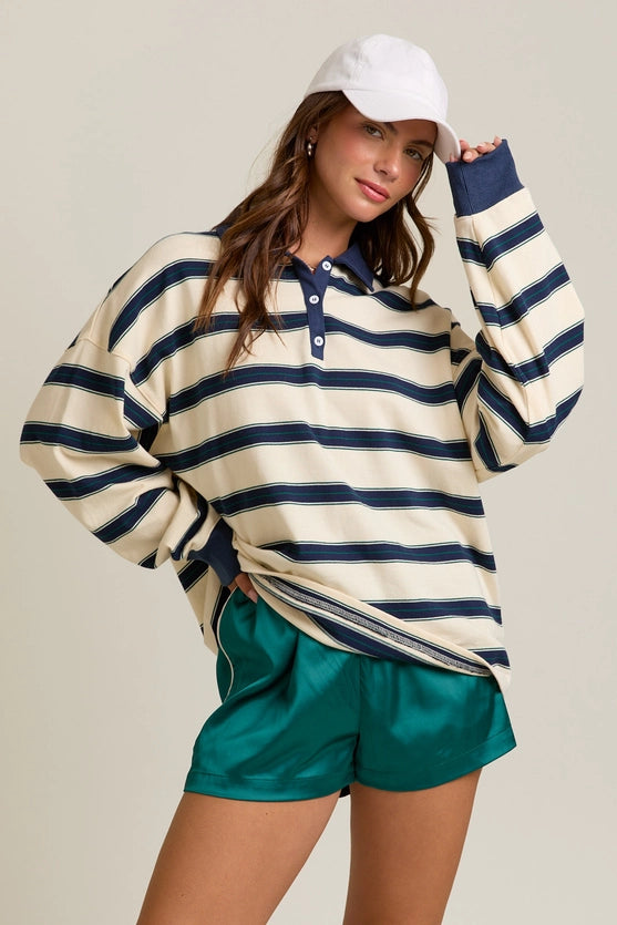 CREAM OVERSIZED COLLARED TOP