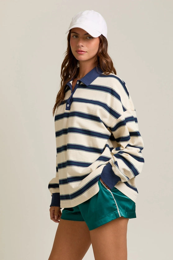 CREAM OVERSIZED COLLARED TOP