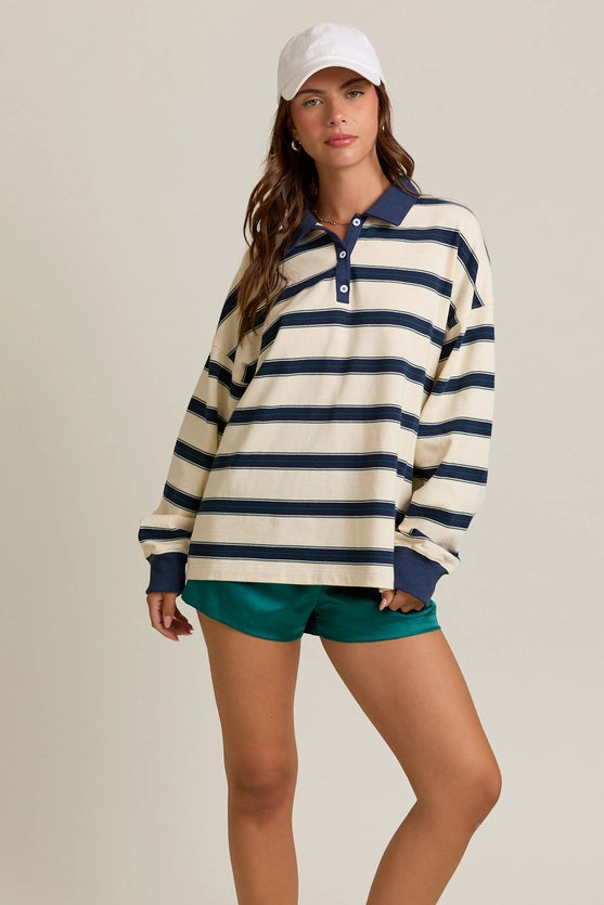 CREAM OVERSIZED COLLARED TOP