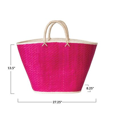 PINK PALM LEAF TOTE