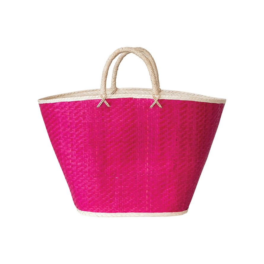 PINK PALM LEAF TOTE
