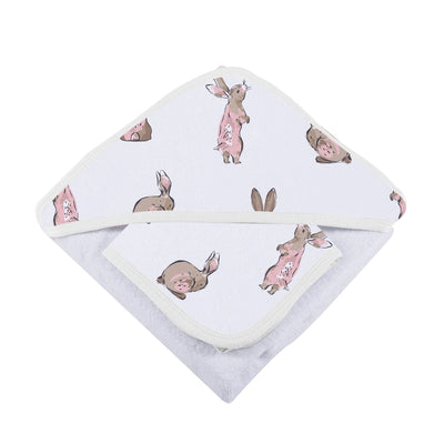 BUNNIES BAMBOO HOODIED TOWEL & WASHCLOTH SET