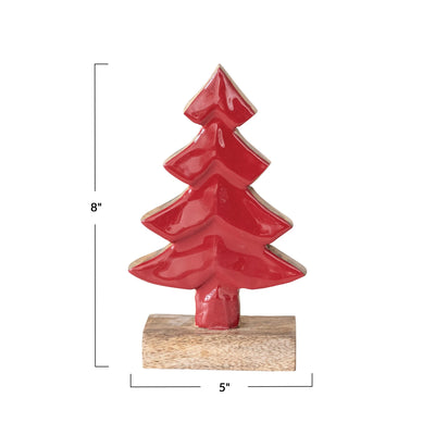 CARVED ENAMELED MANGO WOOD TREE