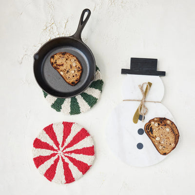 8" ROUND COTTON TUFTED CANDY TRIVET