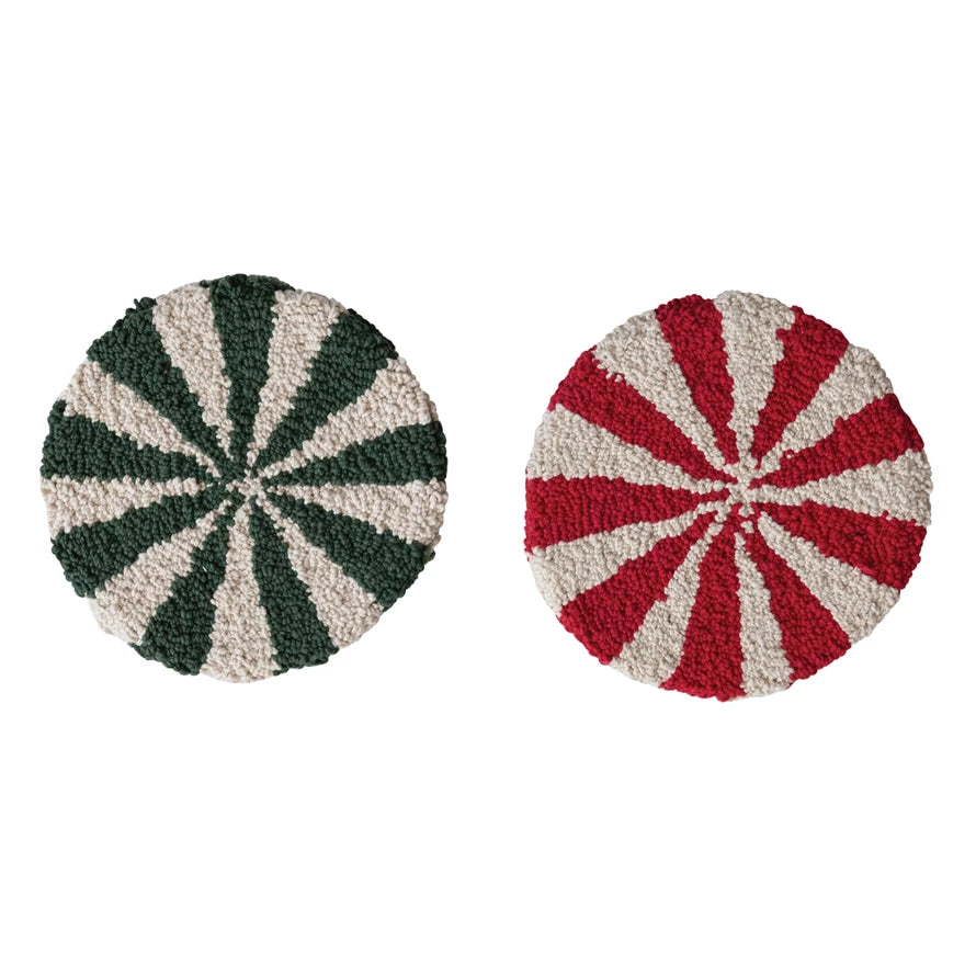 8" ROUND COTTON TUFTED CANDY TRIVET