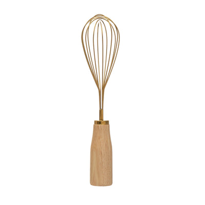 STAINLESS STEEL WHISK WITH WOOD HANDLE