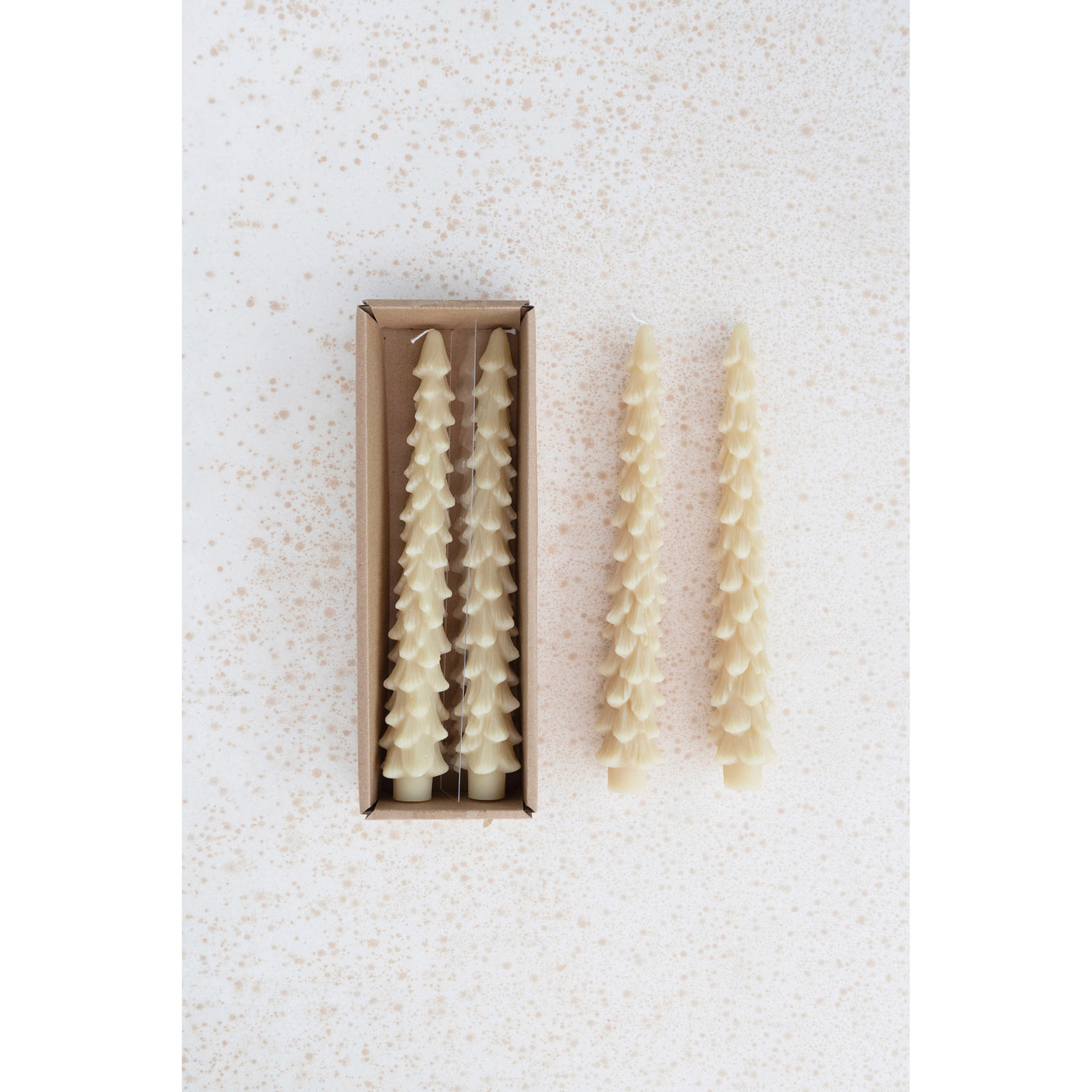 WHITE TREE SHAPED TAPER CANDLES