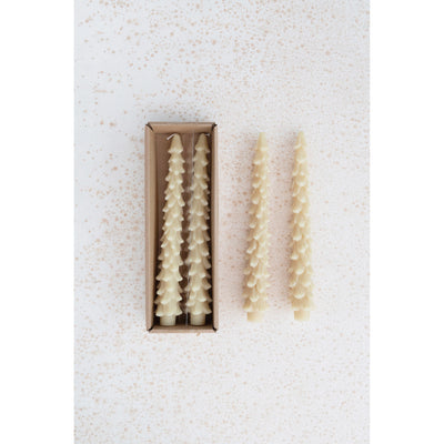WHITE TREE SHAPED TAPER CANDLES