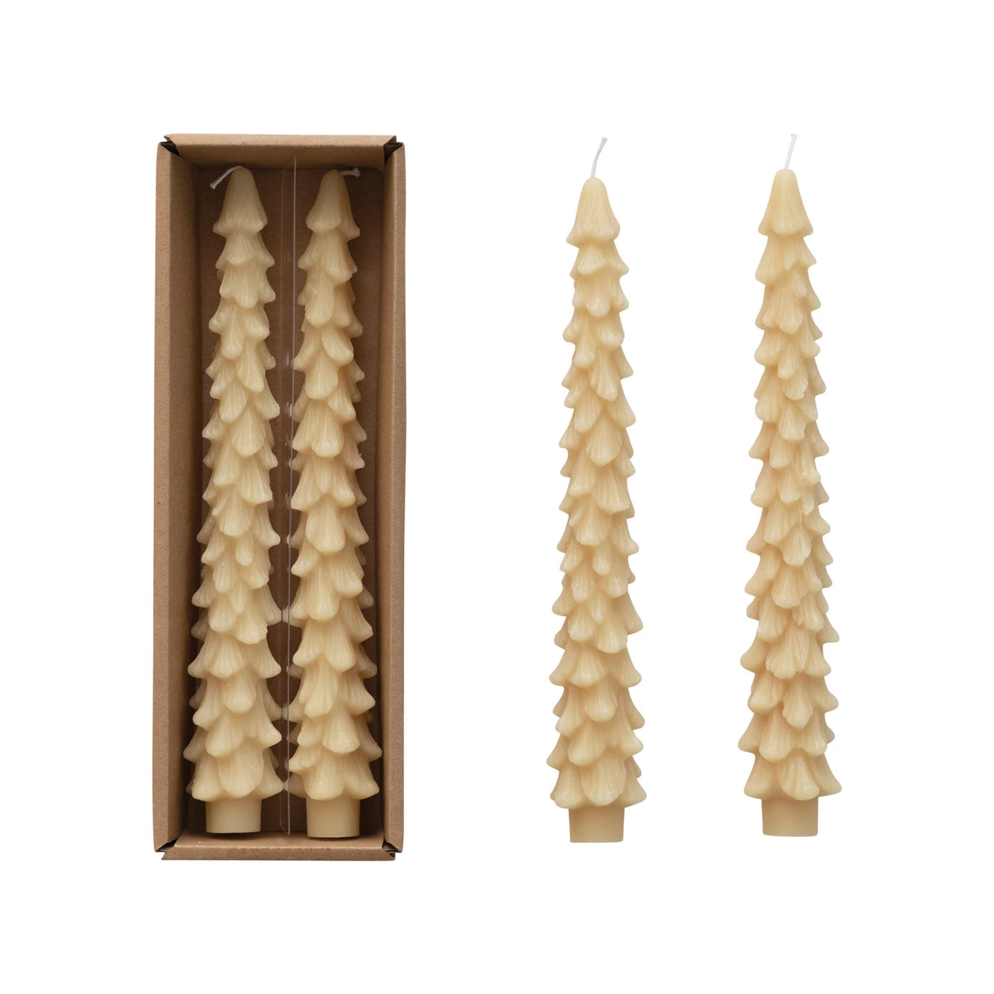 WHITE TREE SHAPED TAPER CANDLES