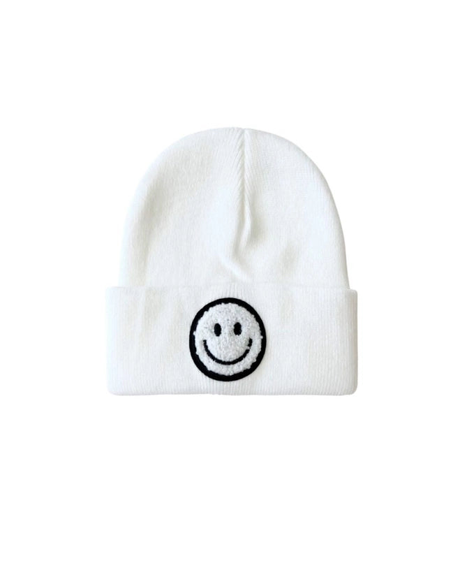 WHITE SMILEY BEANIE