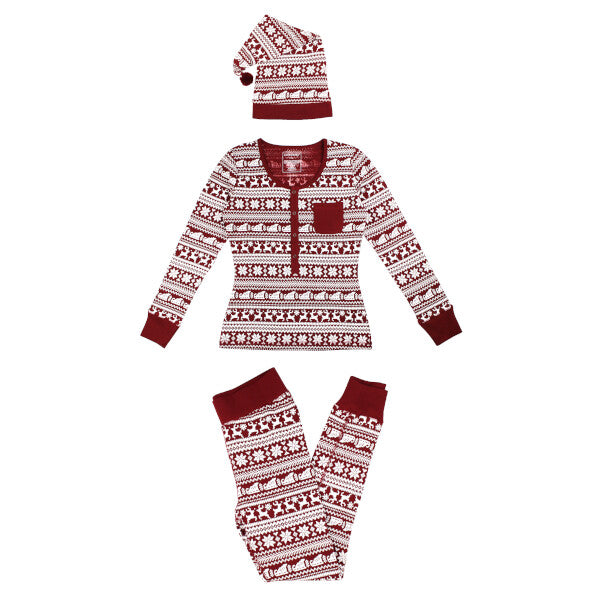 ORGANIC SANTA'S SLEIGH WOMEN'S PJ & CAP SET