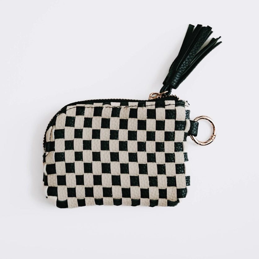 BLACK WOVEN PARIS CARD WALLET